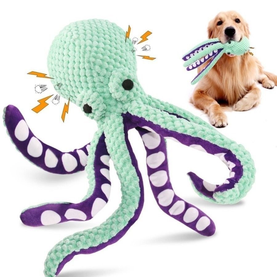 Indestructible Dog Chew Toy - 삐걱거리는 소리가 나는 문어 모양 강아지