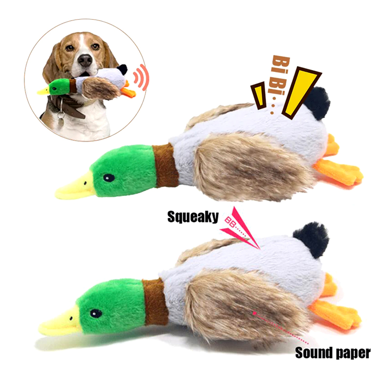 Interactive Squeaky Plush Dog Toy - 귀여운 플러시 오리 개 끽끽 거리는